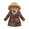 Thicken Winter Girls Jackets Fashion Printed Hooded Outerwear For Kids Internal Plus Velvet Warm Coats Christmas Present 211203