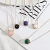 Pendant Necklaces 15mm Round Lapis Lazuli Pearl Malachite Rose Natural Stone Quartz Gold Chain Geometric Accessories Jewelry