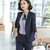 Mode kvinnor affärsbyxor kostym ol temperament formell långärmad slank blazer och byxor kontor damer intervju arbete bär 210604