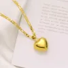 Esmalte das mulheres coração pendente 14k sólido ouro amarelo GF Italiano Figaro Link Chain Colar 600 * 3 mm