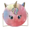 Children's Cartoon Unicorn Arco-íris Brilhante Rosa Um ombro Messenger Bag Moda Kids Korean Chirstmas Adorável Crossbody Pack Bolsa Presentes WA