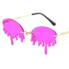 Mode femmes exagération larmes lunettes de soleil sans monture couleur lentille lunettes de soleil drôle lunettes modélisation mascarade fête lunettes lunettes