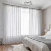 Retro Beige Crochet Lace Hollow Crochet Flower Sheer Curtain For Living Room American Rustic White Handmade Curtain Tulle M181#4 210913