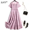 Summer Stylish Short Sleeve Designers Woman Mid Calf Purple Lace Party Dress Elegant Celebrity Robe Sweet Princess Vestidos 210601