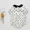 0-3Y Baby's Bodysuit Summer born Short Sleeve Girl's Twins Little Lapel Polka Dot Girl Clothes Baby 210417