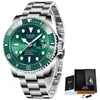 Lige Mens Relógios Top Marca Luxo Homens Esportes Assista Clássico Série Green Waterproof Quartz Watch Watch Homens Moda Fashion WristWatch 210517