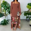 Casual Dresses Women Two Piece Set Sexy Slash Neck Dress And Coat 2021 Summer Long Party Suits Spring Floral Print Sets