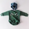 秋冬幼児の赤ちゃん女の子リンゴ服ボディスーツ刺繍長袖厚さ210429