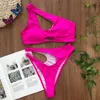 AIUJXK Nieregularne ramię Biquini Kobiety Bielizna New Arrival Summer Cut Out Bra i Panty Set Sexy 2-częściowy Swimsuit X0526