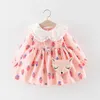 Lente peuter baby kinderen meisjes jurk ruches pop kraag aardbei jurken casual baby meisje kleding baby kostuum ropa bebes # 45 Q0716