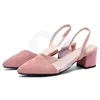 Women Sandals 2021 Slingback Summer For Female Flock Casual Footwear Pointed Toe Elegant Low Heels Party Wedding Shoe 43