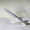 Anel feminino ultrafino círculo diamante cheio de zircônia uma fileira anel micro embutido