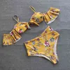 Bikini sexy con spalle scoperte Bikini donna taglie forti Costumi da bagno a vita alta Costumi da bagno stampati floreali Costumi da spiaggia estivi 210521