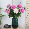 5PCS 12cm Big Rose Real Touch Latex Artificial Flower for Home Wedding Party Decoration Table Arrangement Fake s 210706