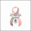 Pins, Brooches Jewelry Breast Cancer Awareness Ribbon Crystal Angel Pin Brooch Drop Delivery 2021 C8Gdu