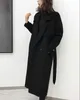 plus size 3XL!Winter women wool jacket fashion medium long loose woolen coat black slim long-sleeved outerwear 211104