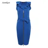 Summer Dress Elegant 2022 Ruffles Collar Sleeveless Vintage Pencil Party Evening Business Women Dresses Plus Size Casual