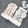 Pink/Blue Plaid Winter Dog Apparel Fashion Warm Small Cat and Dog Clothing Plus Velvet Pet Vest With Traction Buckle XD29942
