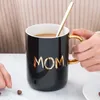 400ML Mom and Dad Coffee Mug With Lid Spoon 2021 New Simple Ceramic Gifts Mugs Cups for Mother Father