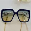 0410S Óculos de sol mulheres compras de moda clássica grandes copos de caixa com cadeia de metal anti-ultravioleta UV 400 Tamanho da lente 56-20-145 Designer de qualidade superior