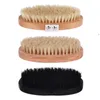 Brosse à poils de sanglier naturel brosse pour le corps en bambou enlever les peaux mortes douche brosses de bain spa massage avec rivet sans poignée T500692