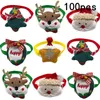 Vestuário para cães 50/100pcs Acessórios para animais de estimação de natal Papai Noel Cola de veado para cães de gravata