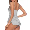 2 st Womens Sleepwear Satin Pajama Cami Set Silke Solid Nightwear Underkläder -MX8 Q0706