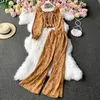 Fashion Vintage costume élégant U cou de cou minceur Chemise florale Ensembles de deux pièces Femmes High Slim Heak Print Pantalon 210420