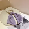 Pärla Scrunchies Hårbana Hårtillbehör Kvinnor Solid Färg Elastisk Beaded Bow Hair Ring Slips Gummiband Ribbon Headwear