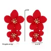 Rote Blumen-Ohrringe für Damen 2020, doppellagig, aussagekräftig, zum Aufhängen, Pendientes, baumelnd, Modeschmuck, Gelb, Bijoux Bo3179089