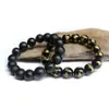 Black Agate Gravated Namo Amitabha Strands Elastic Baraclet 10 мм 12 мм 14 мм Буддийские бусинки Пение Писания Браслеты Reiki Heal Buddhism Ювелирные Изделия