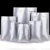 500ピースシルバーピュアアルミホイルジパーロックパッキングバッグ銀色純粋なマイラーメッキジッパーシールのプラスチックポーチ、ジャーキー食品包装