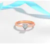 100% 925 Sterling Silver Ring Heart Clear CZ White/Yellow/Rose Gold Color for Women Engagement Wedding Jewelry Gift