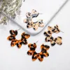 Unique bohême fleur acrylique boucles d'oreilles femmes résine pétale léopard pendentif élégant fête de mariage bijoux cadeaux balancent lustre