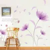 Pegatina de pared amor romántico púrpura flores dormitorio para decoración del hogar arte calcomanías pegatinas de fondo papel tapiz decoración 210420