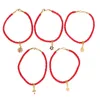 Beaded Strands Jesus Religion Cross Pentagram Bracelet Handmade Red Cord Chain Pendant Fawn22