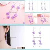 Charm Jewelrybamboo Vintage Womens Fashion Fashion Purple Chain Cerrings 925 Sier Four Claw Long Tassel Hearhook Drop 2021 столовые ложки