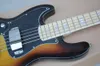 5-strings Left-Handed Sunburst Electric Bass Guitar with Black Pickguard,Maple Fretboard,Provide customized services