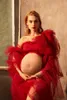 2021 rojo con volantes de talla grande para embarazadas, ropa de dormir de maternidad, camisones para sesión de fotos, lencería, albornoz, ropa de dormir, Baby Show