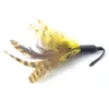 カラフルな羽毛キャットのおもちゃのプラスチックペンダントクリエイティブ面白い猫スティックの取り替えヘッドペット用品7色RRA10952