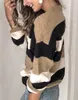 Casal Stripe Malha Camisola Pullovers Mulheres Outono Inverno Inverno Manga Longa Oversized Jumpers Pull Femme Streetwear 210415