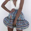 Estilo de verão Casual Mulheres Beach Boho Mini Saia S Floral Impresso Bohemian Fashion Flower Skirt Says 210508