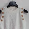 2021SS Projektant Wełny Dzianiny Sweter Sukienka Kobiety Przypadkowe Bluzy Sweter Metalowy Przyciski Midi Suknie Koszula Z Długim Rękawem High-End Marka Logo Projekt Odzież Kobiet B1