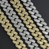 15mm 12mm Iced Out Chains For Men Women Cuban Link Necklace Luxury Micro Paved CZ Cuban Chain Hip Hop Jewelry Gifts X0509