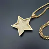 Hip Hop Bling Iced Out Rhinestones Guld Rostfritt Stål Pentagram Star Pendants Halsband Män Rapper Smycken Drop