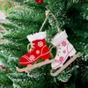 Kerst hangende ornament houten skate gevormd met klok kerstboom decoraties kinderen giften jja9606