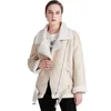 LY Varey Lin Zima Kobieta Fur Skórzana Kurtka Lambs Wełna Kołnierz Zipper Kobiety Gruby Faux Sheepskin Coat 210526