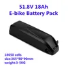 GTK Uppladdningsbar 48V 51,8V 52V 18Ah HAI Long E-Bike Batteripack 14s litiumjon för 1000W elektrisk cykel