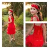 Laço bebê meninas vestido estilo verão sem mangas sem ameia macio 3 camada flor princesa concurso festa branco casamento vestido bebê q0716