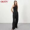 OOTN noir plissé Palazzo pantalon femmes taille haute décontracté été pantalon travail porter parole longueur lâche bureau dames 210915